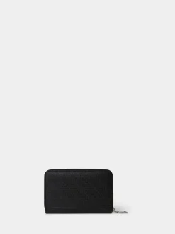 Osprey London Black Medium The Deboss Leather Zip Around Purse