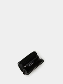 Osprey London Black Medium The Deboss Leather Zip Around Purse