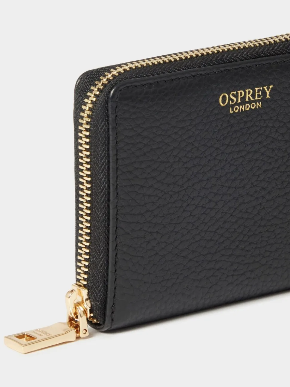 Osprey London Black The Core Small Leather Zip Around Purse