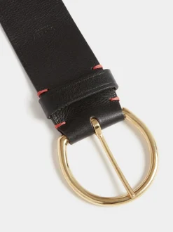 Osprey London Black The Oversized Leather Buckle Belt