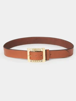 Osprey London Brown The Chain Buckle Leather Belt