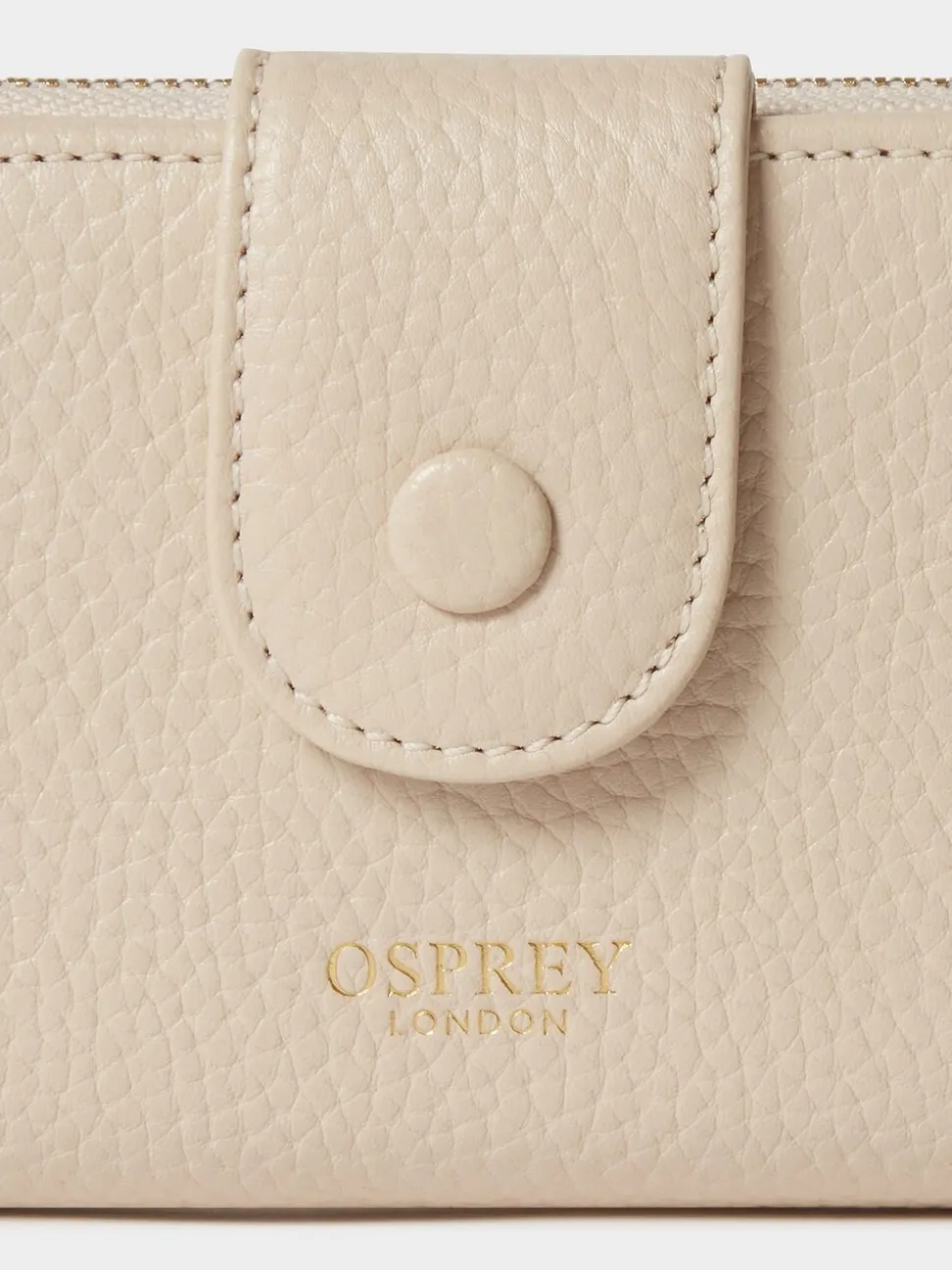 Osprey London Cream The Core Medium Leather Popper Matinee Purse