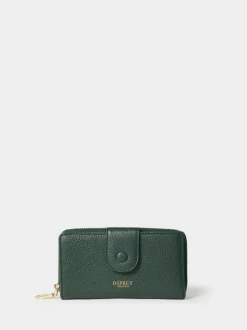 Osprey London Green The Core Medium Leather Popper Matinee Purse
