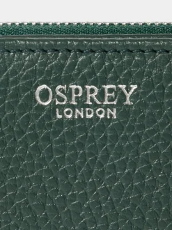 Osprey London Green The Core Medium Leather Zip Matinee Purse