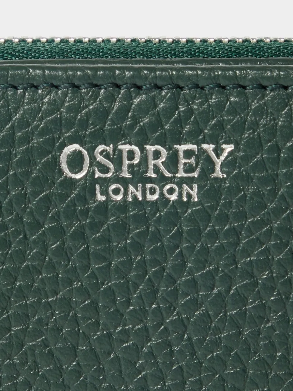 Osprey London Green The Core Medium Leather Zip Matinee Purse