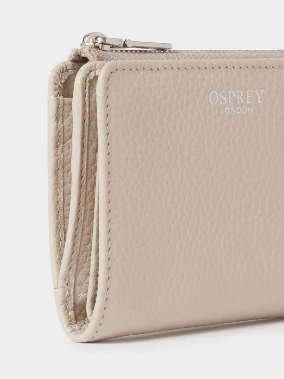 Osprey London Natural The Core Medium Leather Zip Matinee Purse
