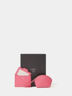 Osprey London Pink The Neptune Leather Mirror Card Holder & Small Pouch