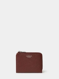 Osprey London Red The Core Medium Leather Zip Matinee Purse
