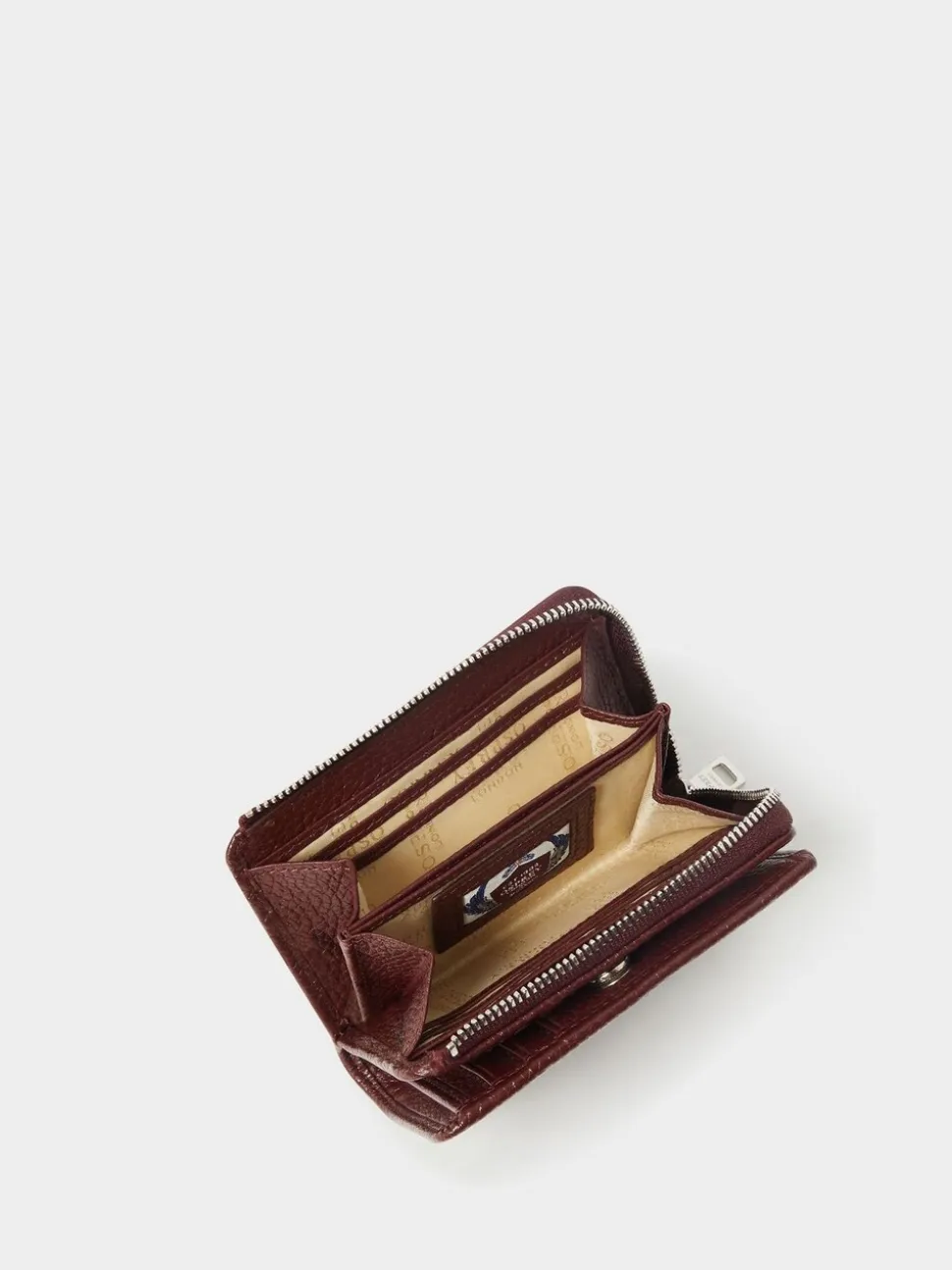 Osprey London Red The Core Medium Leather Zip Matinee Purse