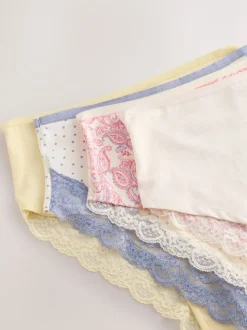 Paisley High Rise High Leg Cotton Lace Knickers 4 Pack