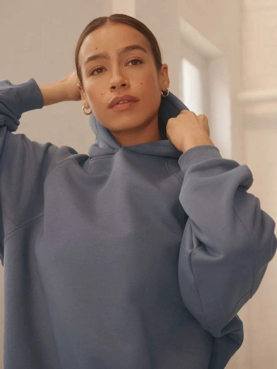 Pale Blue Relaxed Fit Heavyweight Regular Length Hoodie