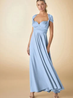 Pastel Blue Jersey Multiway Wedding Guest Bridesmaid Maxi Dress