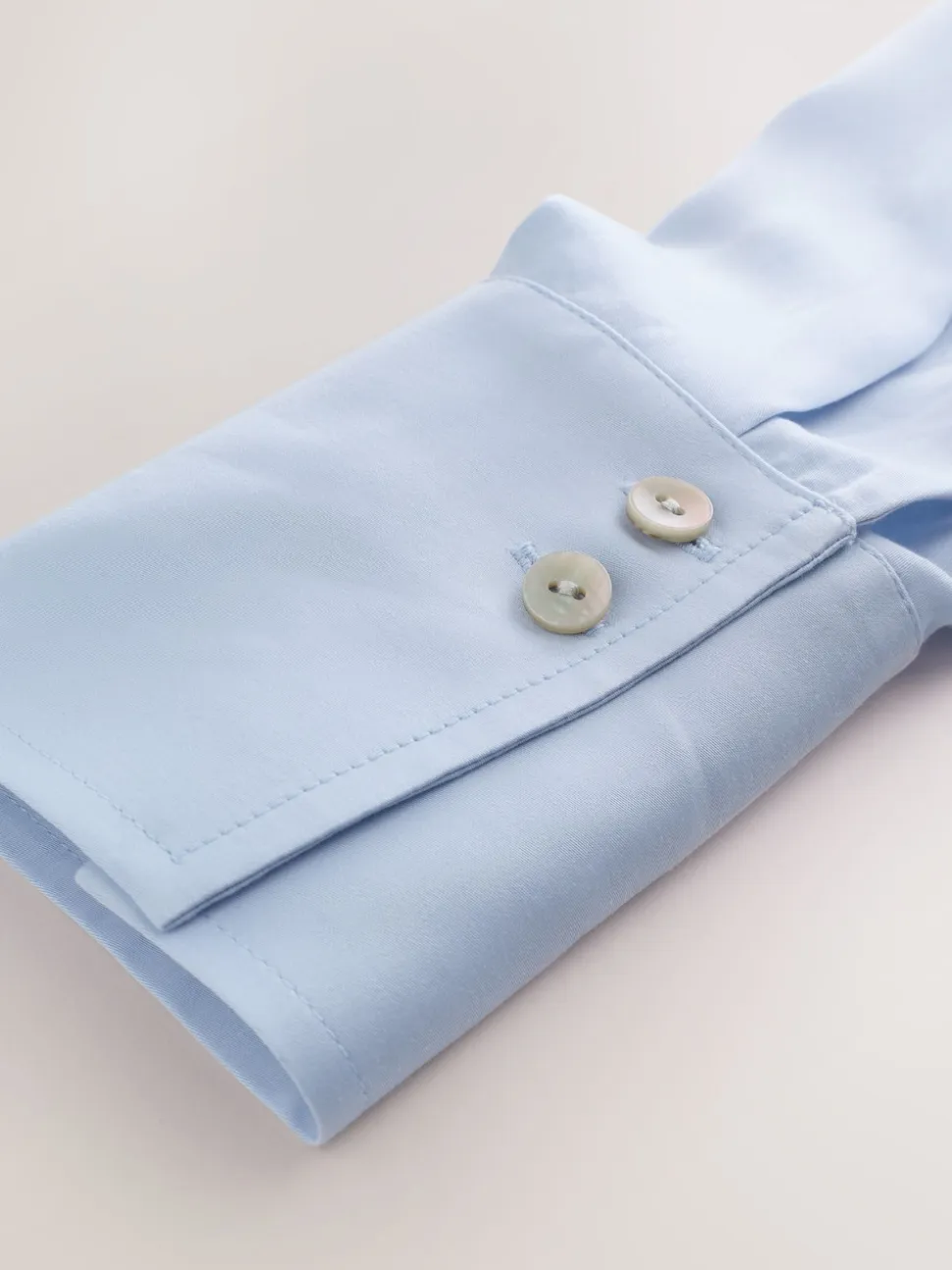 Pastel Blue Soft Revere Collar Long Sleeve Shirt