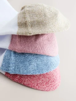 Pastel Heel and Toe Detail White Trainer Socks 4 Pack