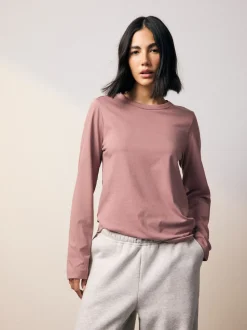 Pastel Pink Long Sleeve Crew Neck T-Shirt