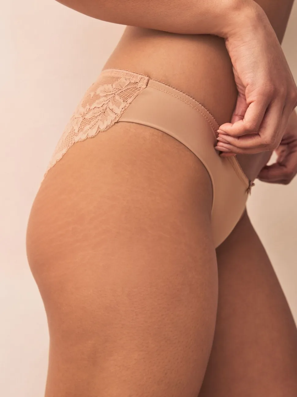 Pastel Rose Nude Brazilian No VPL Lace Back Briefs 3 Pack
