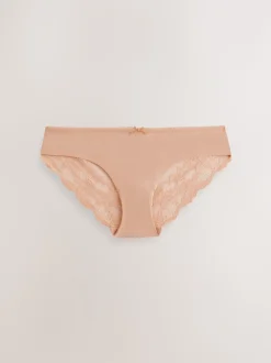 Pastel Rose Nude Brazilian No VPL Lace Back Briefs 3 Pack