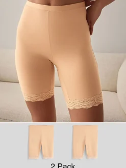 Pastel Rose Nude Cotton Blend Anti-Chafe Shorts 2 Pack