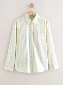 Pastel Stripe Relaxed 100% Cotton Button Down Casual Long Sleeve Shirt