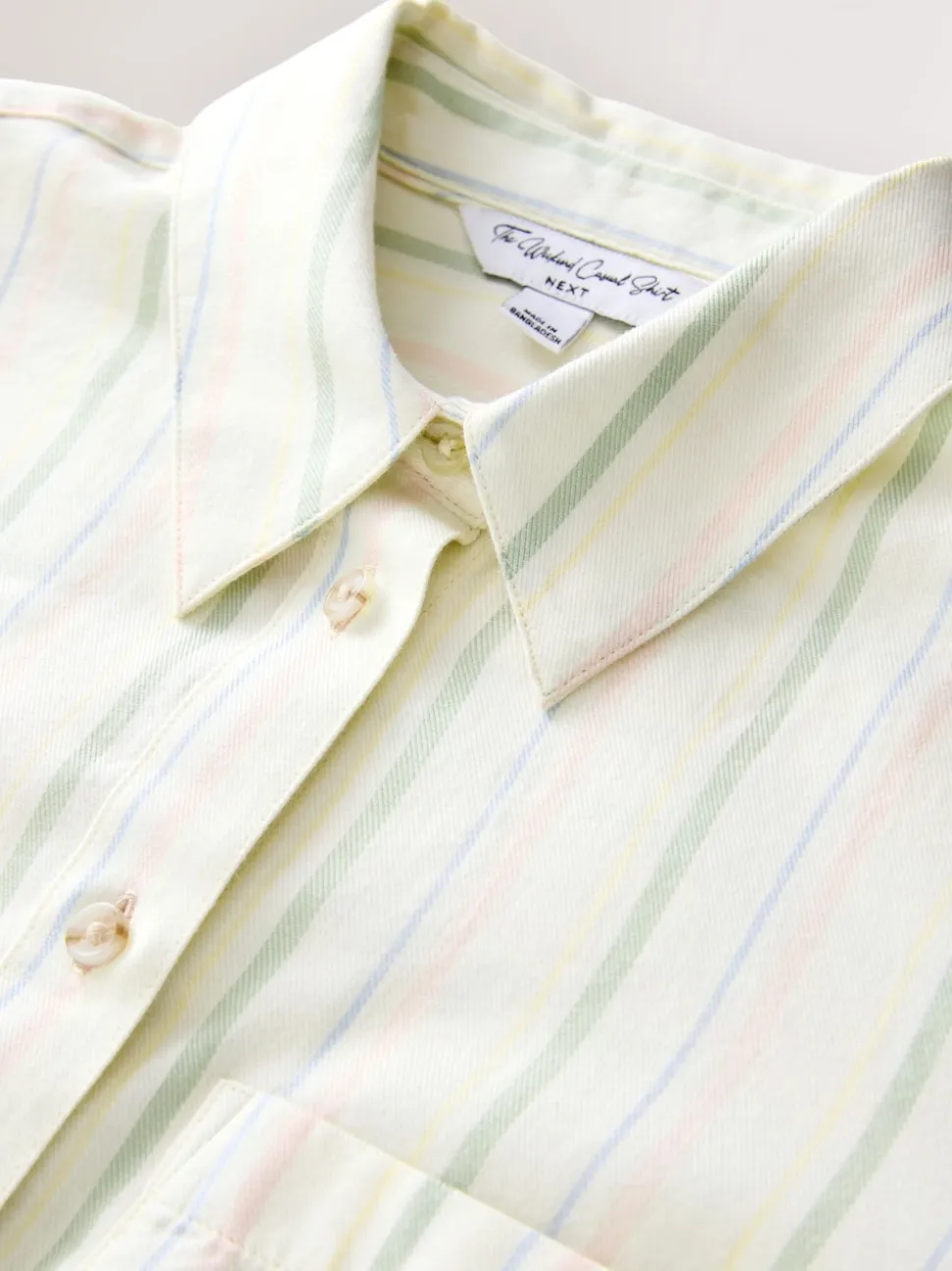 Pastel Stripe Relaxed 100% Cotton Button Down Casual Long Sleeve Shirt