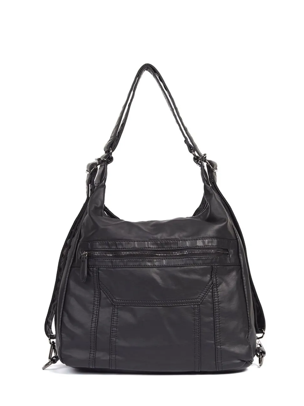 Pavers Black Convertible Shoulder Bag Backpack