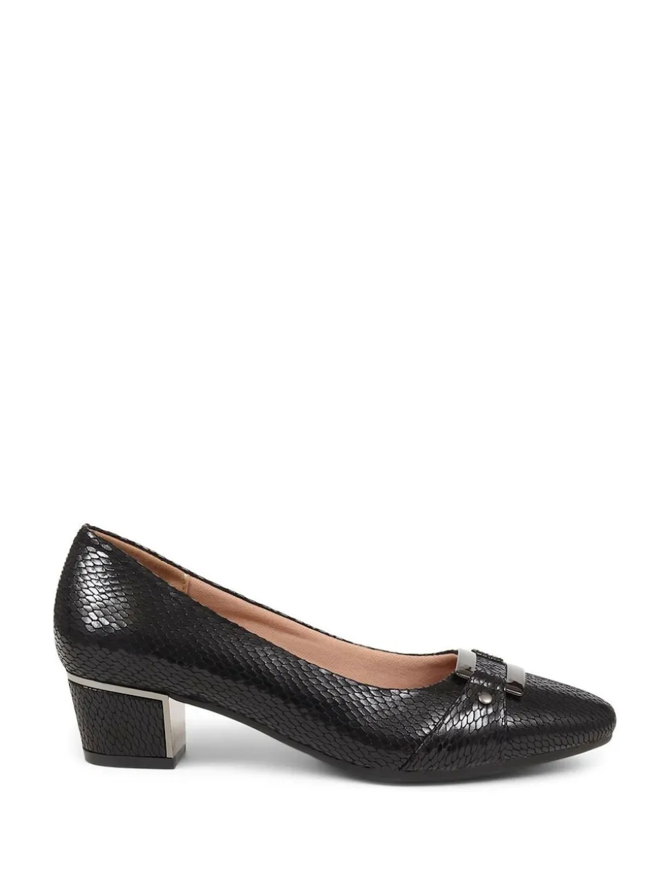 Pavers Black Heeled Court Shoes
