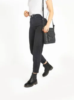 Pavers Black Ladies Lace-Up Ankle Boots