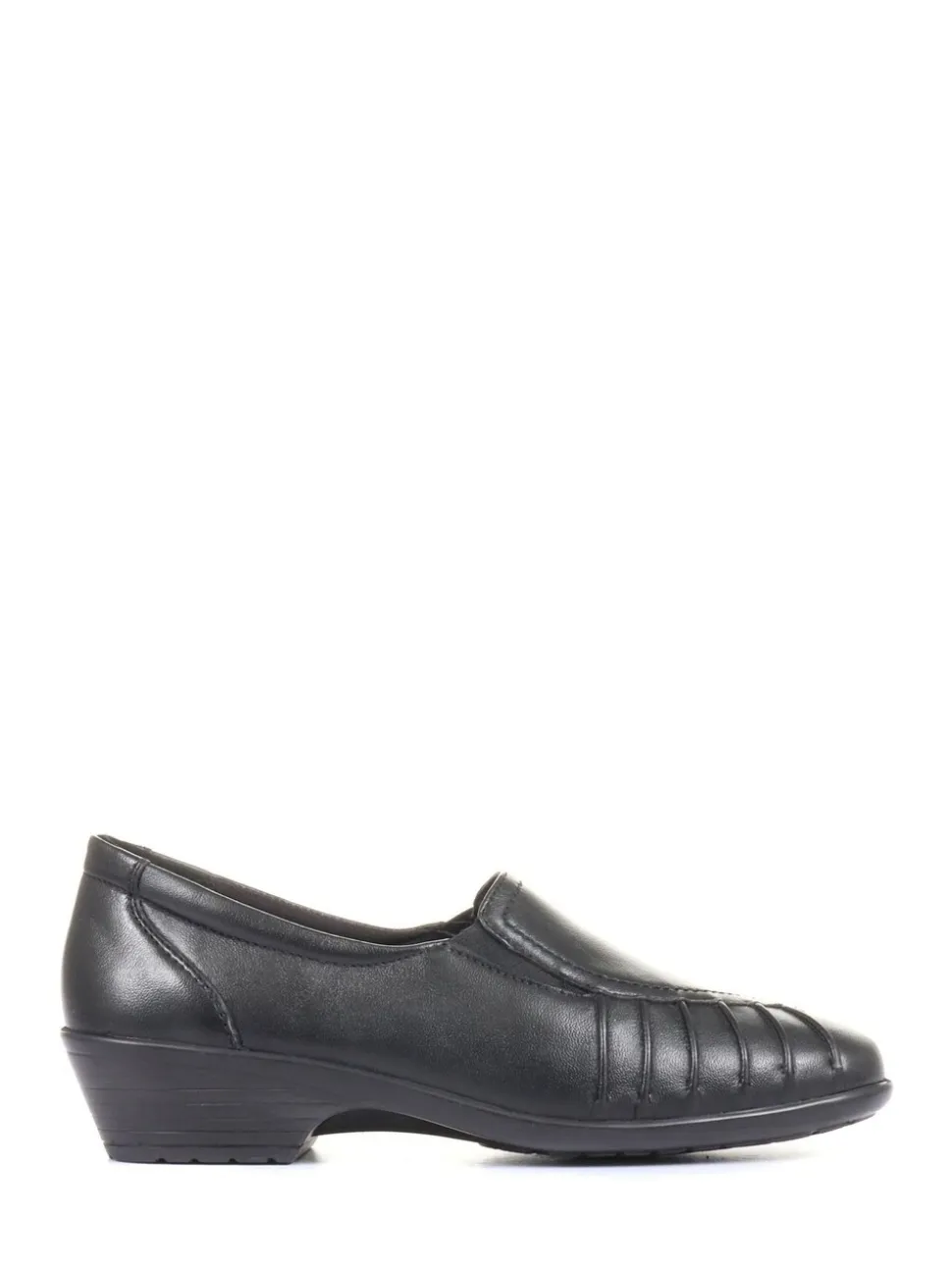 Pavers Black Ladies Wide Fit Leather Slip-On Shoes