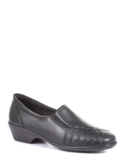 Pavers Black Ladies Wide Fit Leather Slip-On Shoes