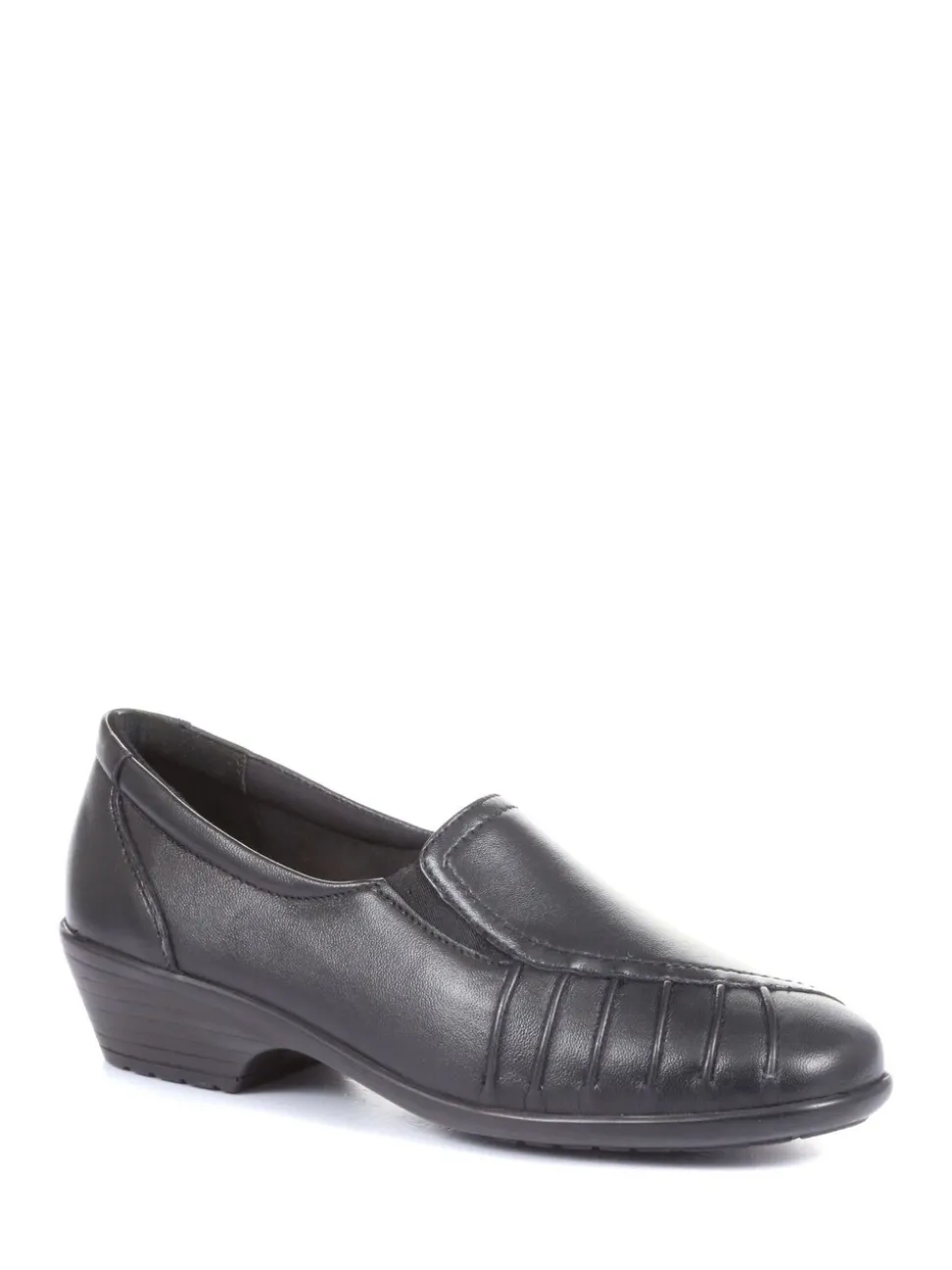 Pavers Black Ladies Wide Fit Leather Slip-On Shoes
