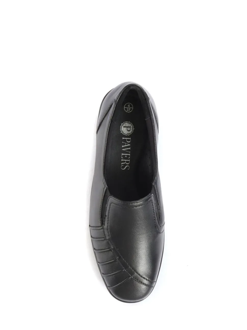 Pavers Black Ladies Wide Fit Leather Slip-On Shoes