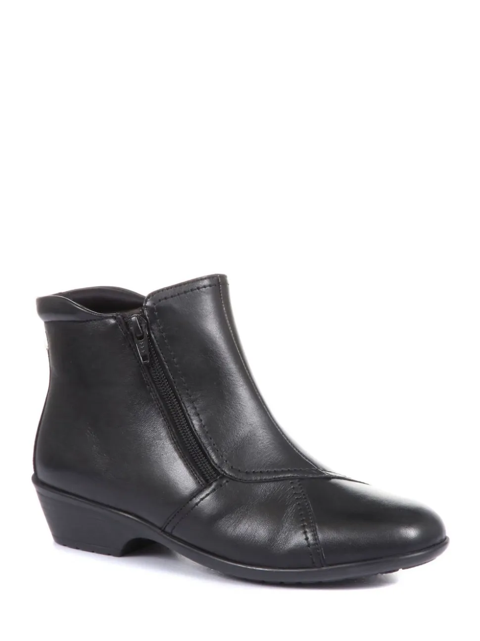 Pavers Black Ladies Wide Fit Leather Ankle Boots