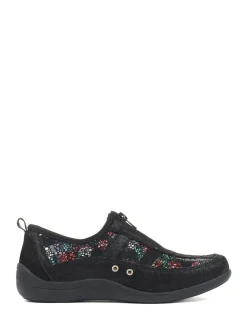 Pavers Black Leather Fit Trainers
