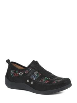 Pavers Black Leather Fit Trainers