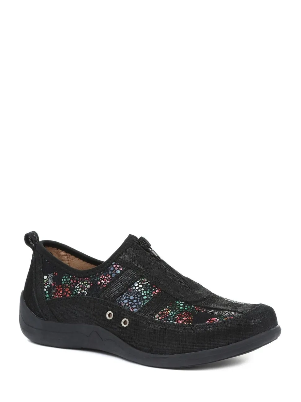 Pavers Black Leather Fit Trainers