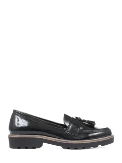 Pavers Black Patent Ladies Loafers
