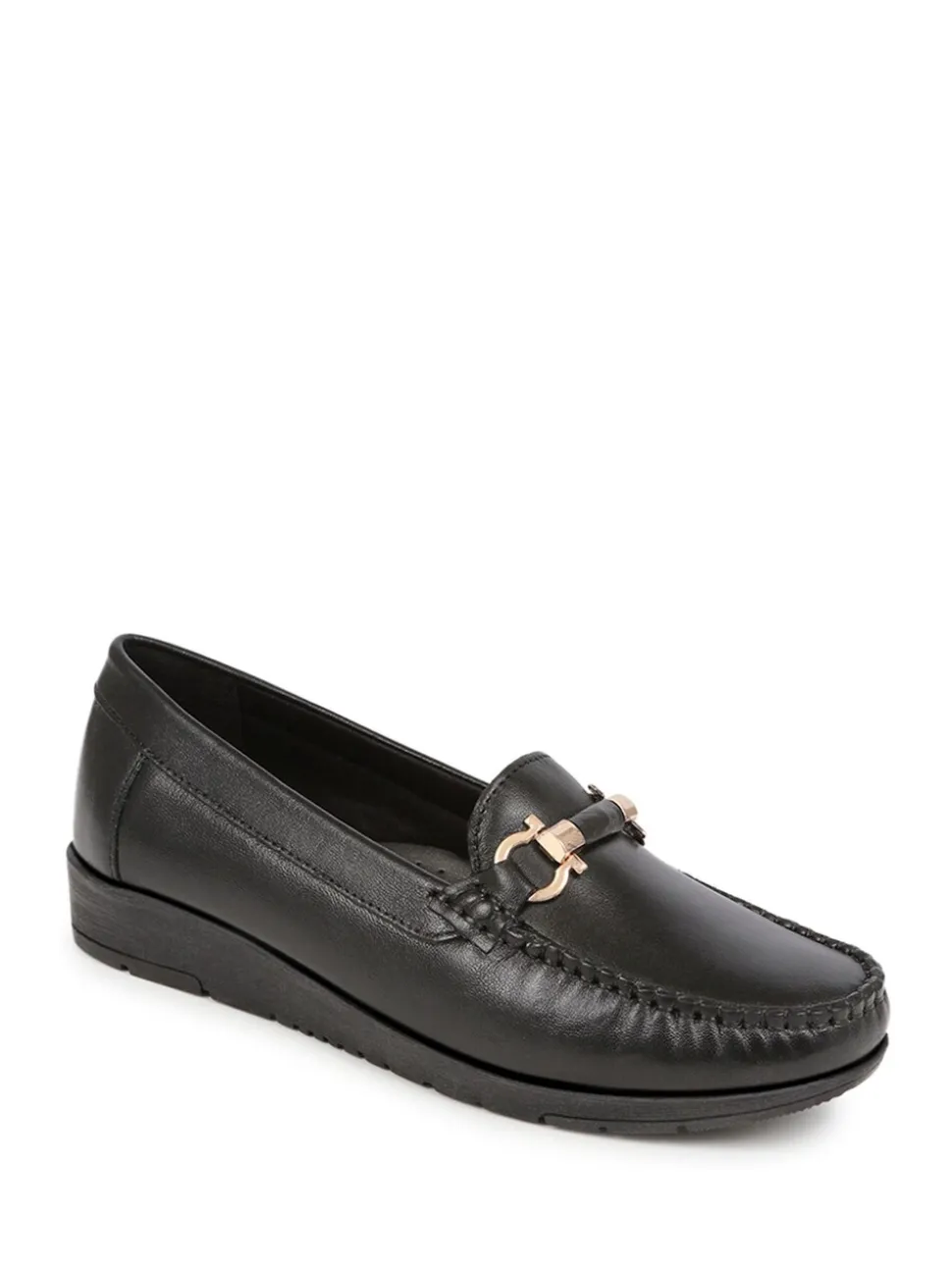 Pavers Black Smart Leather Moccasins