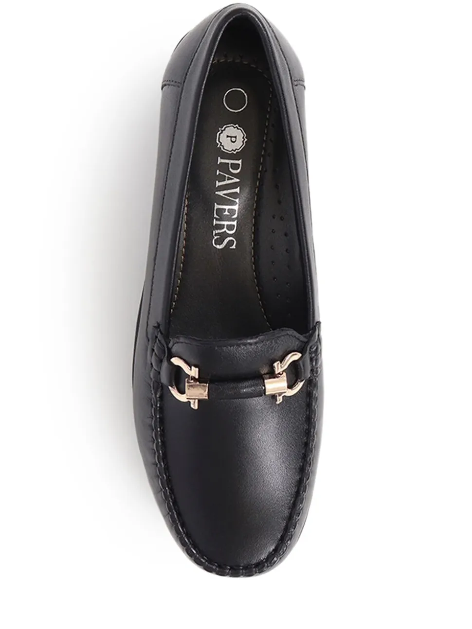 Pavers Black Smart Leather Moccasins