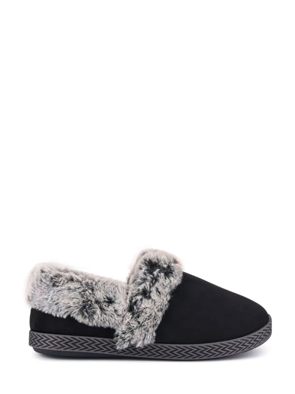 Pavers Black Warm Lined Memory Foam Slippers