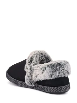 Pavers Black Warm Lined Memory Foam Slippers
