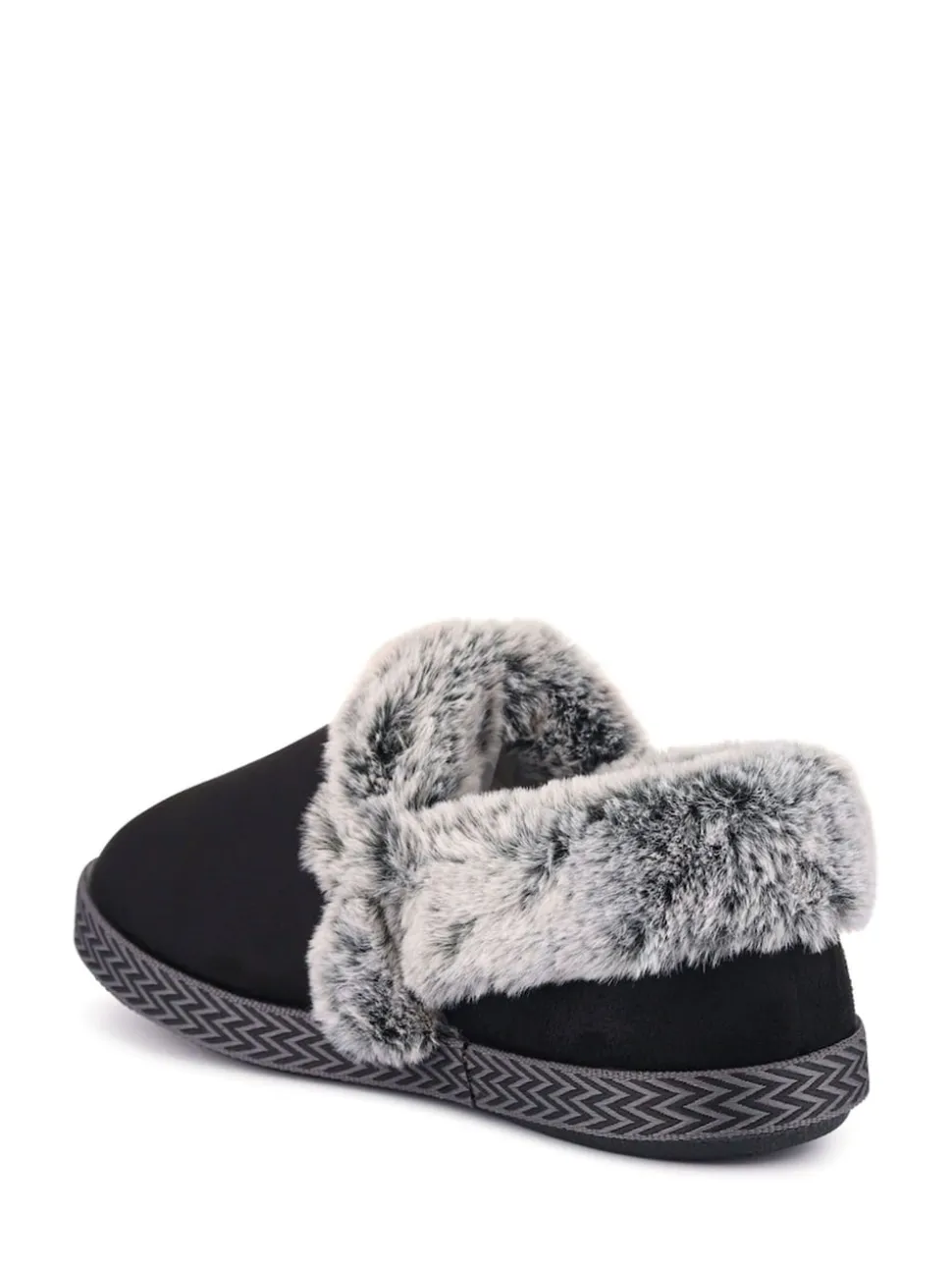 Pavers Black Warm Lined Memory Foam Slippers