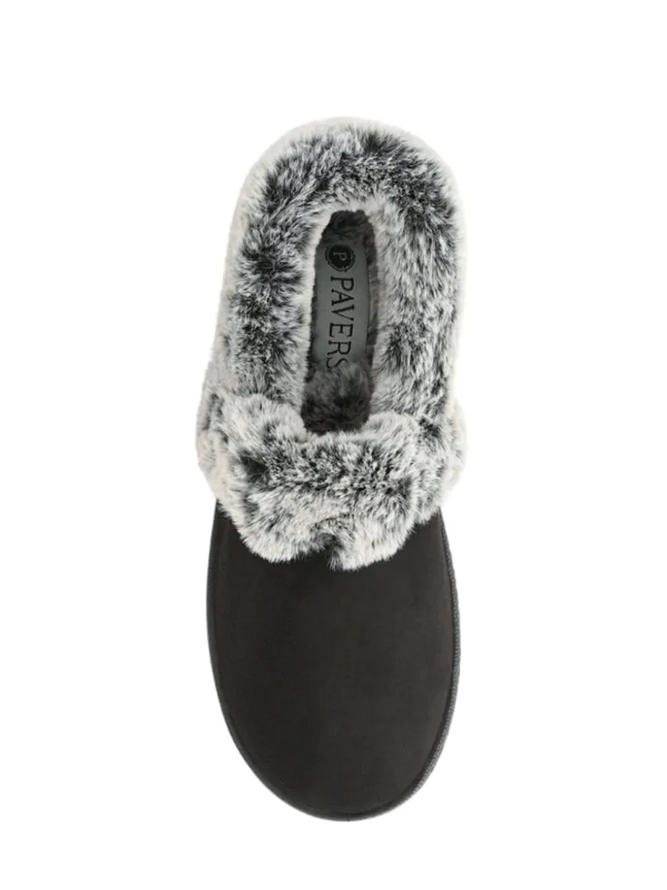 Pavers Black Warm Lined Memory Foam Slippers