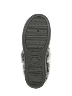 Pavers Black Warm Lined Memory Foam Slippers