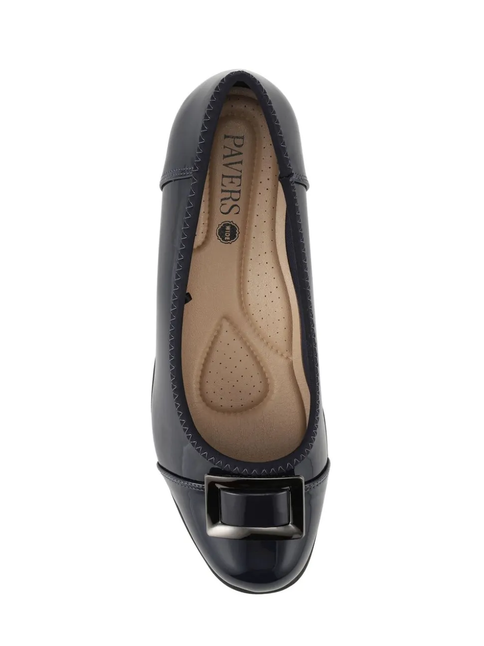 Pavers Black Wide Fit Flexible Wedge Heel Pumps