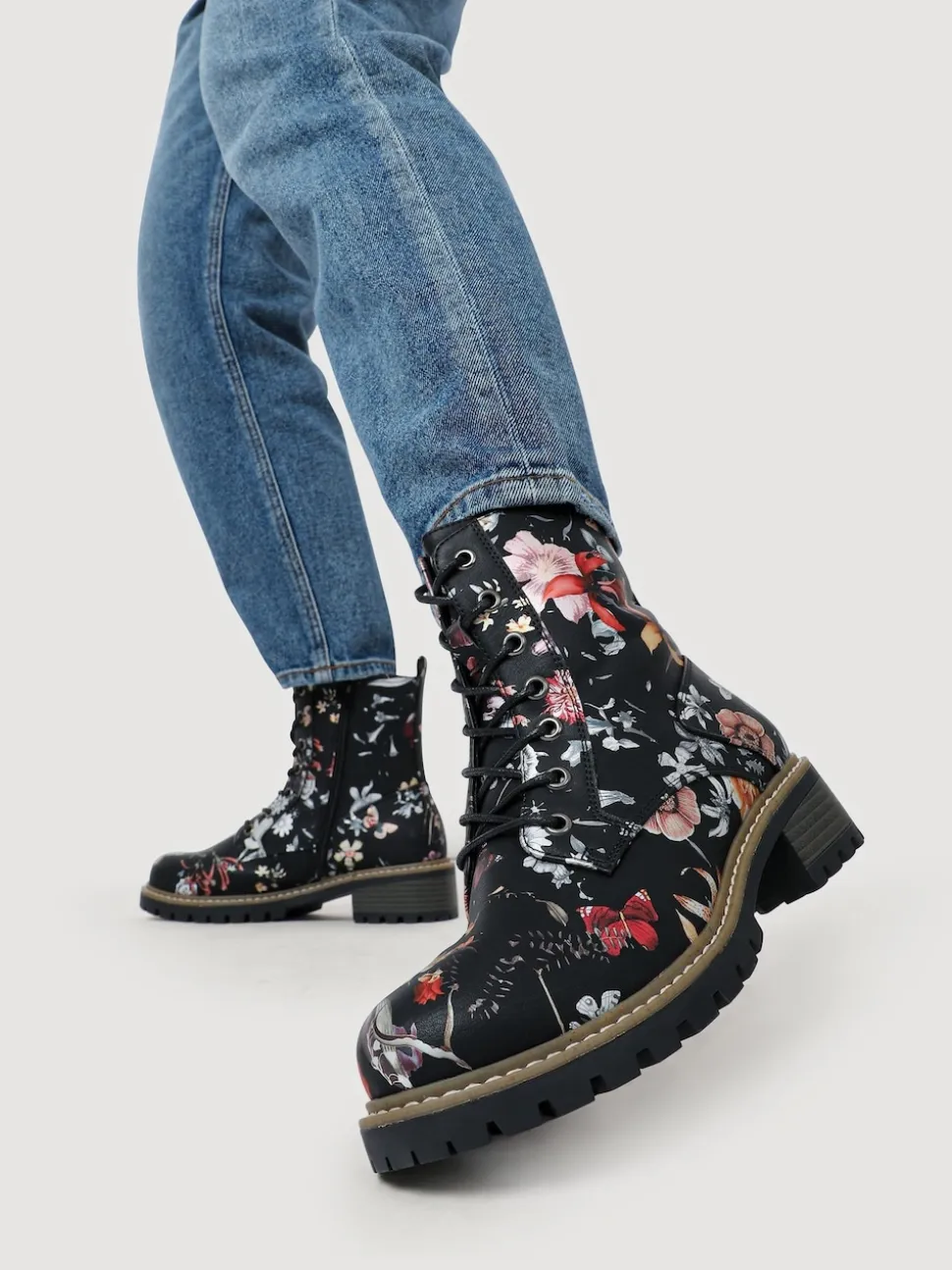 Pavers Black Wide Fit Lace-Up Ankle Boots