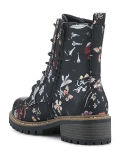 Pavers Black Wide Fit Lace-Up Ankle Boots