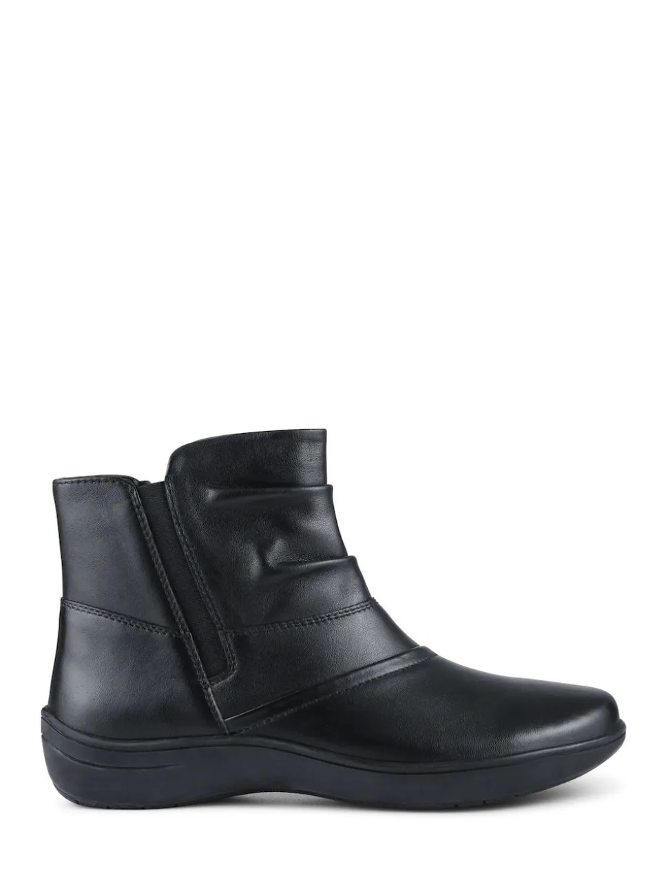 Pavers Black Wide Fit Leather Ankle Boots