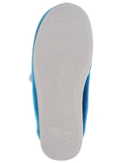 Pavers Blue Teal Wide Fit Ladies Touch Fasten Full Slippers With Permalose Sole