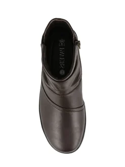 Pavers Brown Wide Fit Leather Ankle Boots