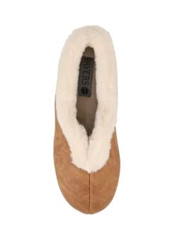 Pavers Brown Wide Fit Memory Foam Cosy Slippers